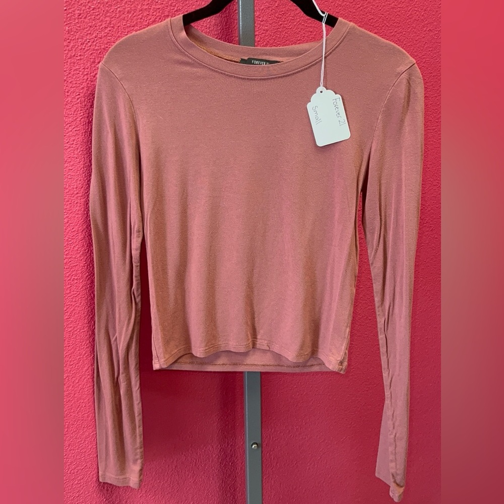 Forever 21 Rose Long Sleeve Crewneck Top